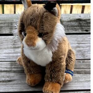 Alaska Wildcat Lynx Realistic Soft Plushie Souvenir Brown/White/Black 9" Toy